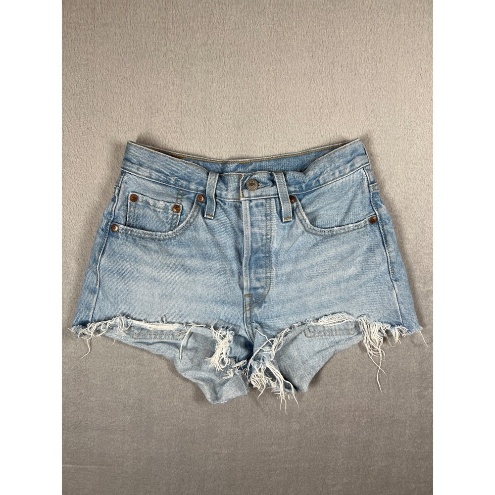 Levis Premium 501 Original Cutoff Shorts Light Wash Denim Button Fly Size 24
